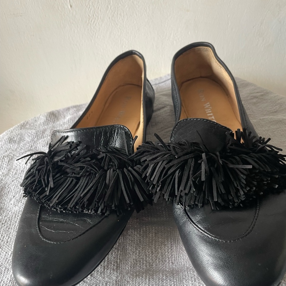 🥿🥿Markdown 🥿🥿💎Chic Ron White Black Fringe Loafers